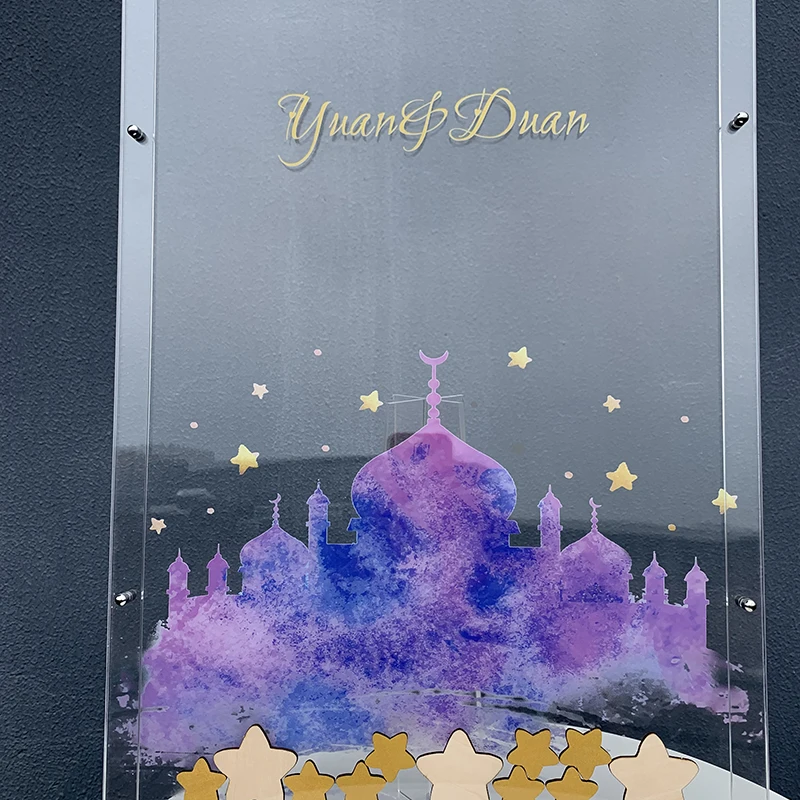 Customize Guestbook Transparent Frame Personalised Wedding Guest Book Alternative Five-Pointed Star Drop Box Top Signature