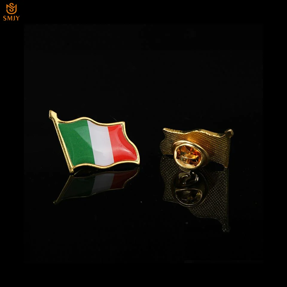 WAZZIT Round Metal Tie Tack Hat Lapel Pin Brooches The Republic of Italy National Flag Banquet Badge Enamel Pins Trendy Accessory Jacket T-Shirt