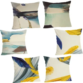 

Nordic Oil Painting Feathers Pillow Case Cushion Cover Home Decor Pillowcase Decorative Pillows For Sofa Christmas Pillow Cases