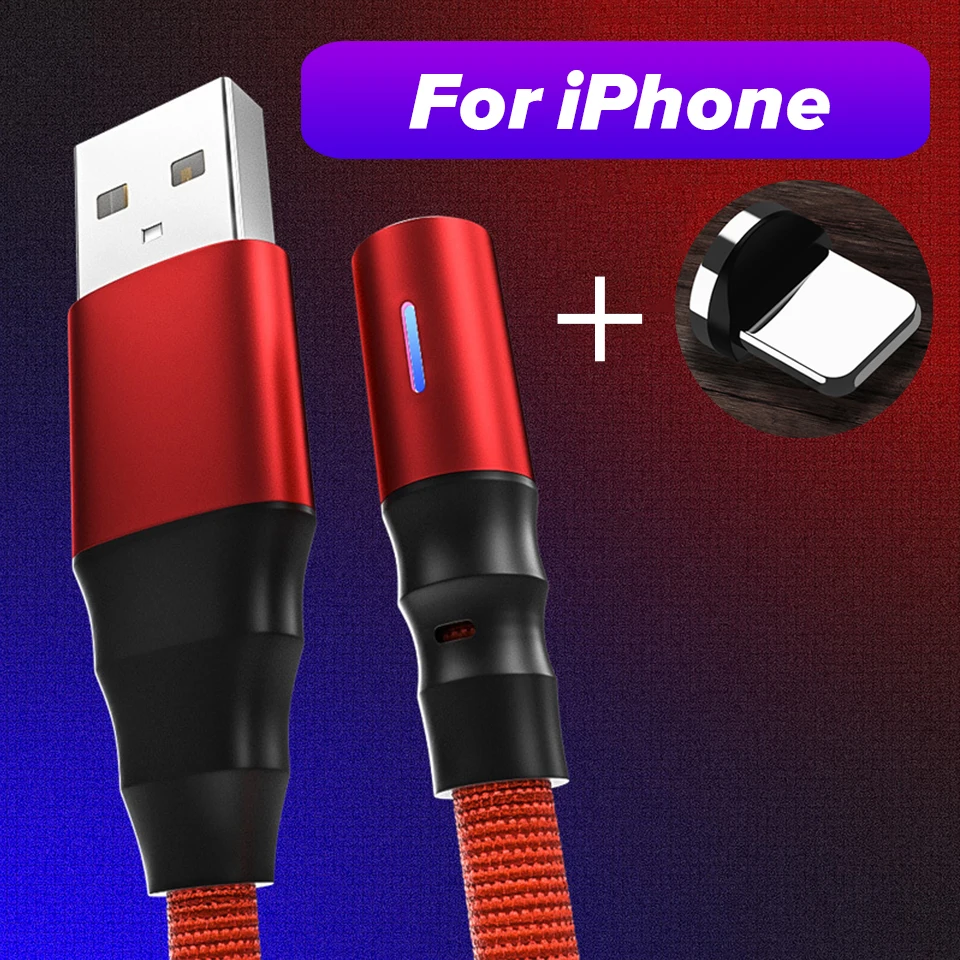 iPhone Red Магнитный кабель Venroii 3A, микро USB, быстрая зарядка, Тип C, магнитное зарядное устройство для телефона, usb type-C, для samsung S8, S10, Xiaomi, huawei, Honor - Цвет: iPhone Red