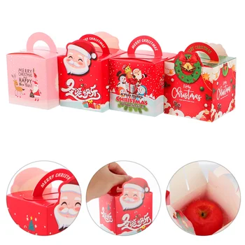 

40Pcs Xmas Creative Candy Box Gift Box Christmas Paper Apple Boxes (As Shown)