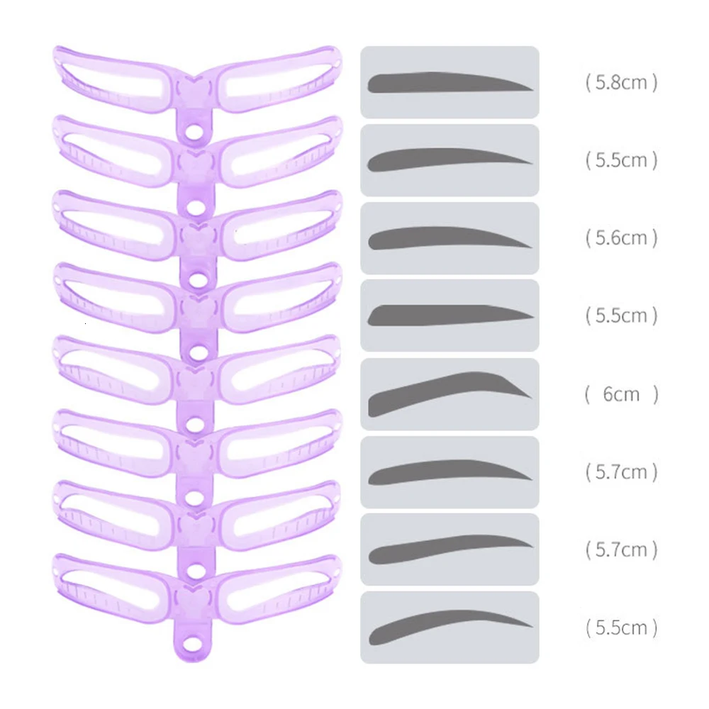1 шт. Многоразовые 8 в 1 шаблон для формирования бровей, набор трафаретов для ухода за бровями, инструменты для макияжа