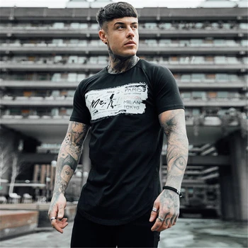 

Men's Punk Hip-hop Style Shirts Summer Cool Cotton Skin Friendly Funny Chest Prints & Sleeve Stripe Prints Tee Tops EU Size