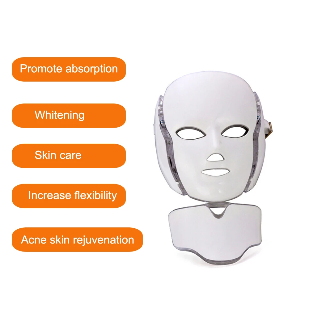 Led Mask 7 Colors LEDs Light Photon Face Neck Mask Rejuvenation Skin Therapy Skin Wrinkles