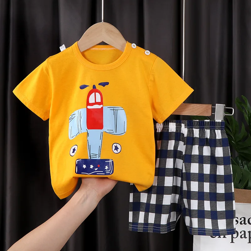 New Brand Cotton Baby Sets Leisure Sports Children Boys Girls Short Sleeve T-shirt + Shorts Sets Toddler Kids Clothing