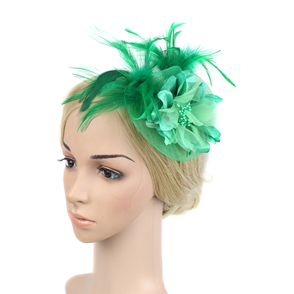 Женские Подарочные перьевые свадебные цветочные элегантные повязки на голову вечерние коктейльные Свадебные модные шляпка для церкви ретро аксессуары заколки для волос