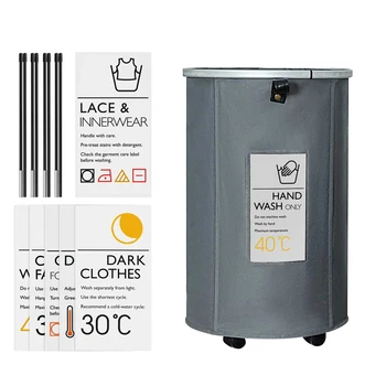 

Oxford Laundry Basket with Wheels Cloth Laundry Hamper Mesh Drawstring Dirty Clothes Organizer (4 Support Rods 6 Sort Cards)