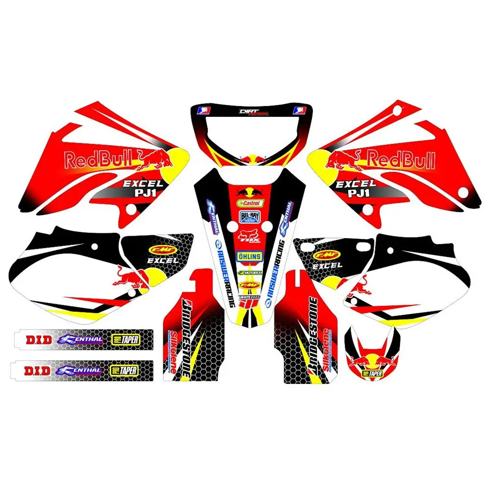 

New Bull Full Graphics Decals Stickers Custom Number Name 3M Bright Stickers Waterproof For Honda XR250 2003 2004 2005
