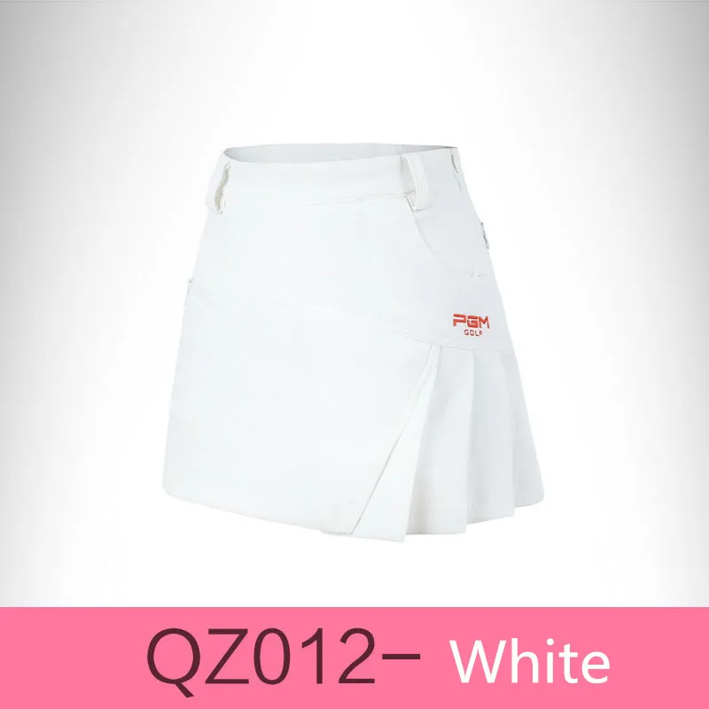 white PGM юбка для гольфа, Женская плиссированная юбка на молнии с внутренней подкладкой, безопасные шорты, женская летняя юбка - Цвет: white