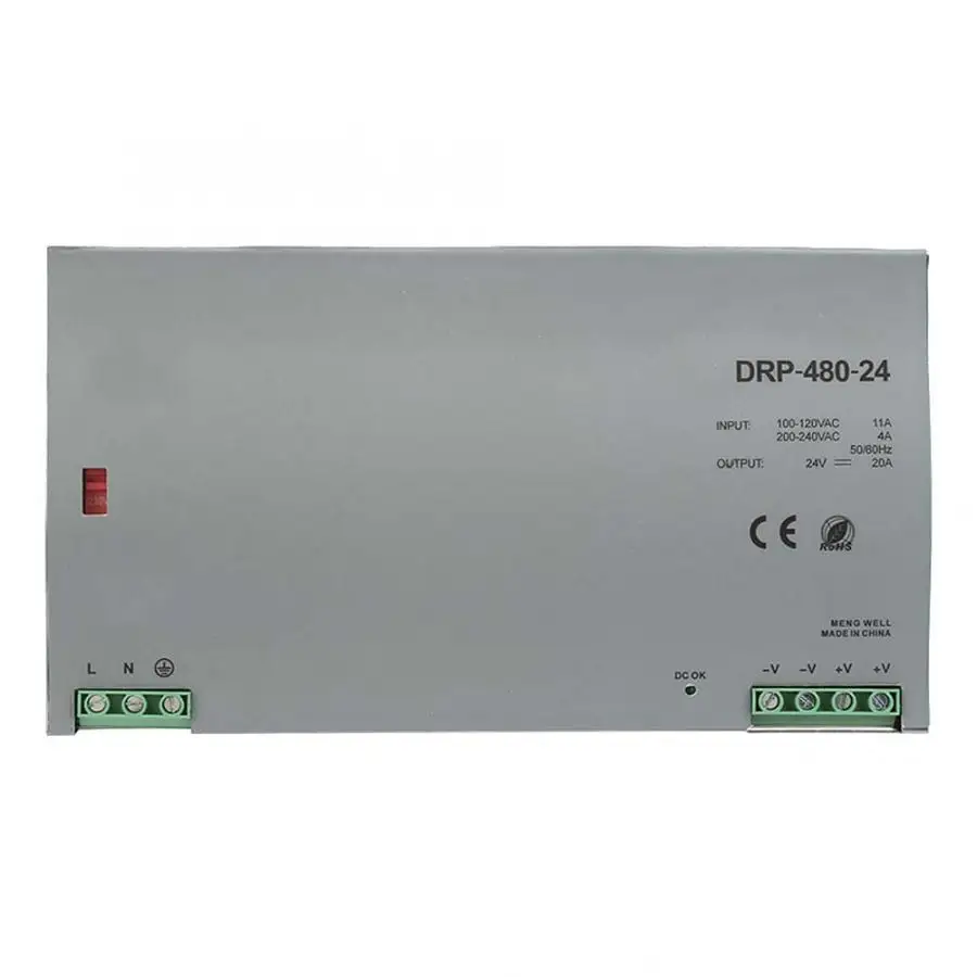 Переключатель питания на din-рейке DRP-480-24 480 Вт 24 В AC/DC Регулируемый импульсный источник питания