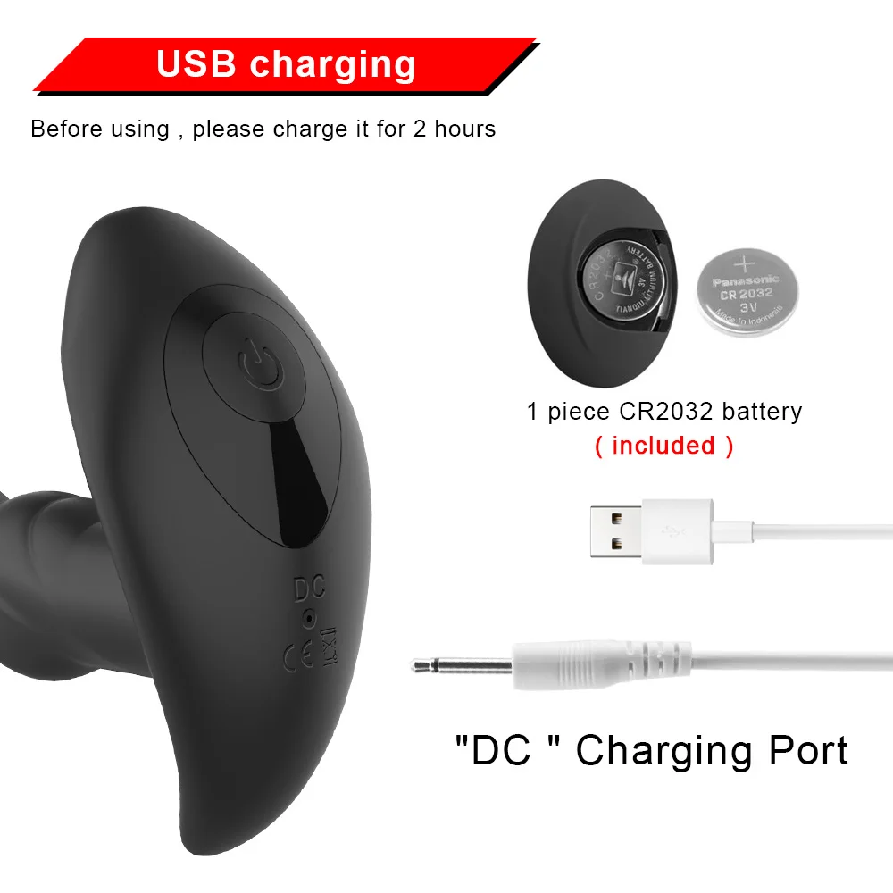 Massaggiatore vibrante prostata butt plug plug anale vibratore rotazione a 360 gradi stimolazione del punto G giocattolo del sesso Fo_voghion.com