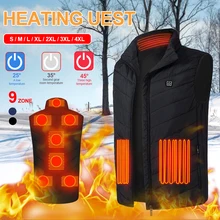 

2/8/9 Heating Zones Heated Vest Outdoor Warm Washable Men USB Heating Vest Winter Cloth Camping Hiking Warm Hunting Sport Jacket