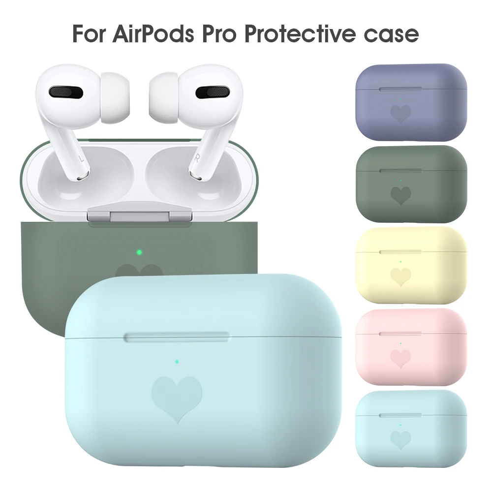 

Silicone Earphone Case For Apple AirPods Pro Charging Box Cute Love Heart Soft Cover Case For AirPods Pro 3 Couple Capa 2019