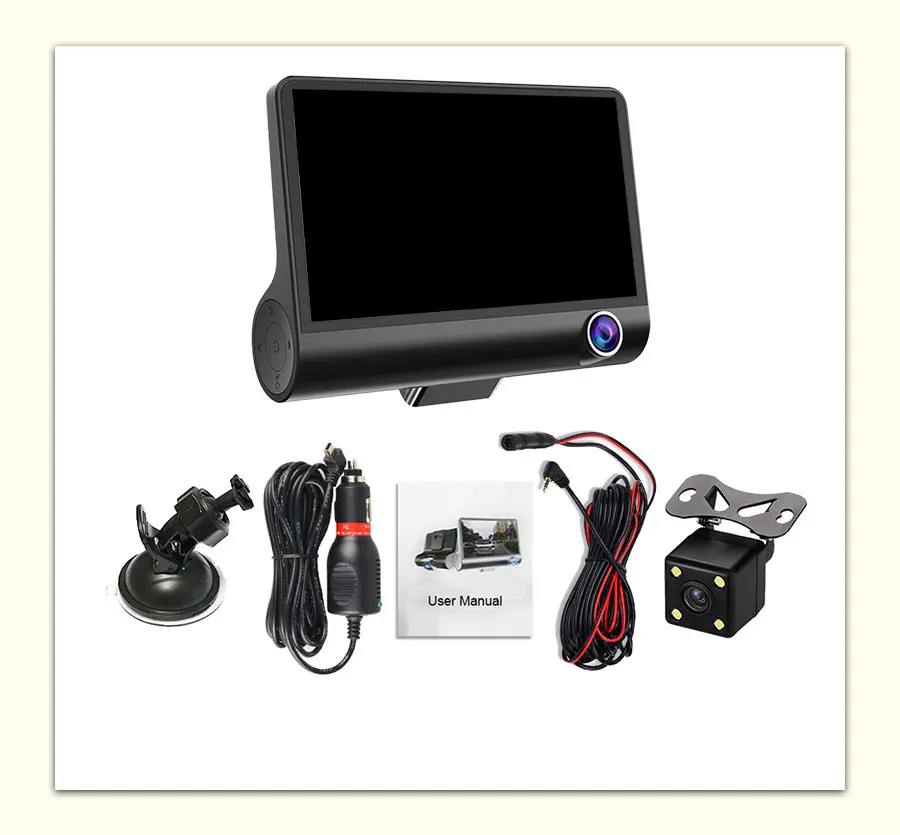 " HD 1080P Автомобильный видеорегистратор с 3 объективами, камера заднего вида, детектор движения, видео регистратор, Автомобильный регистратор Dvrs H804