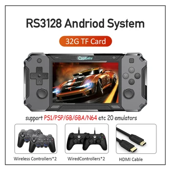 

Retro RS3128 Handheld Game Console 4.0 Inch With 20 Emulators Open Source Android HDMI Out Dual Controllers For PSP/N64/GB/NES