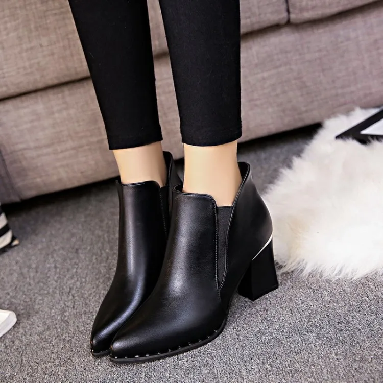 

2019 Autumn And Winter Spring New Style Chunky-Heel Short Boots Chelsea Boots England Martin Boots High Heel WOMEN'S Boots And B