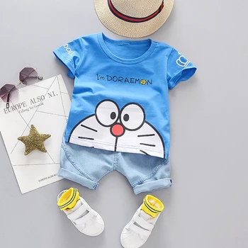 

Summer Toddler Baby Boy Clothes Solid Color Cute Pentagram Tops Denim Short Pants 2Pcs Oitfits Cotton Casual Clothes