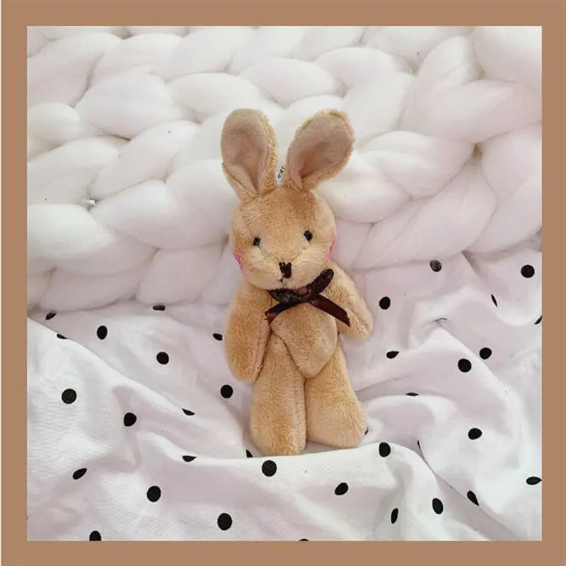 New Cute Plush Rabbit Keychain Lovely The Long-Eared Rabbit Key Chains Women Girls Bag Car Fake Fur Keyring - Цвет: 1