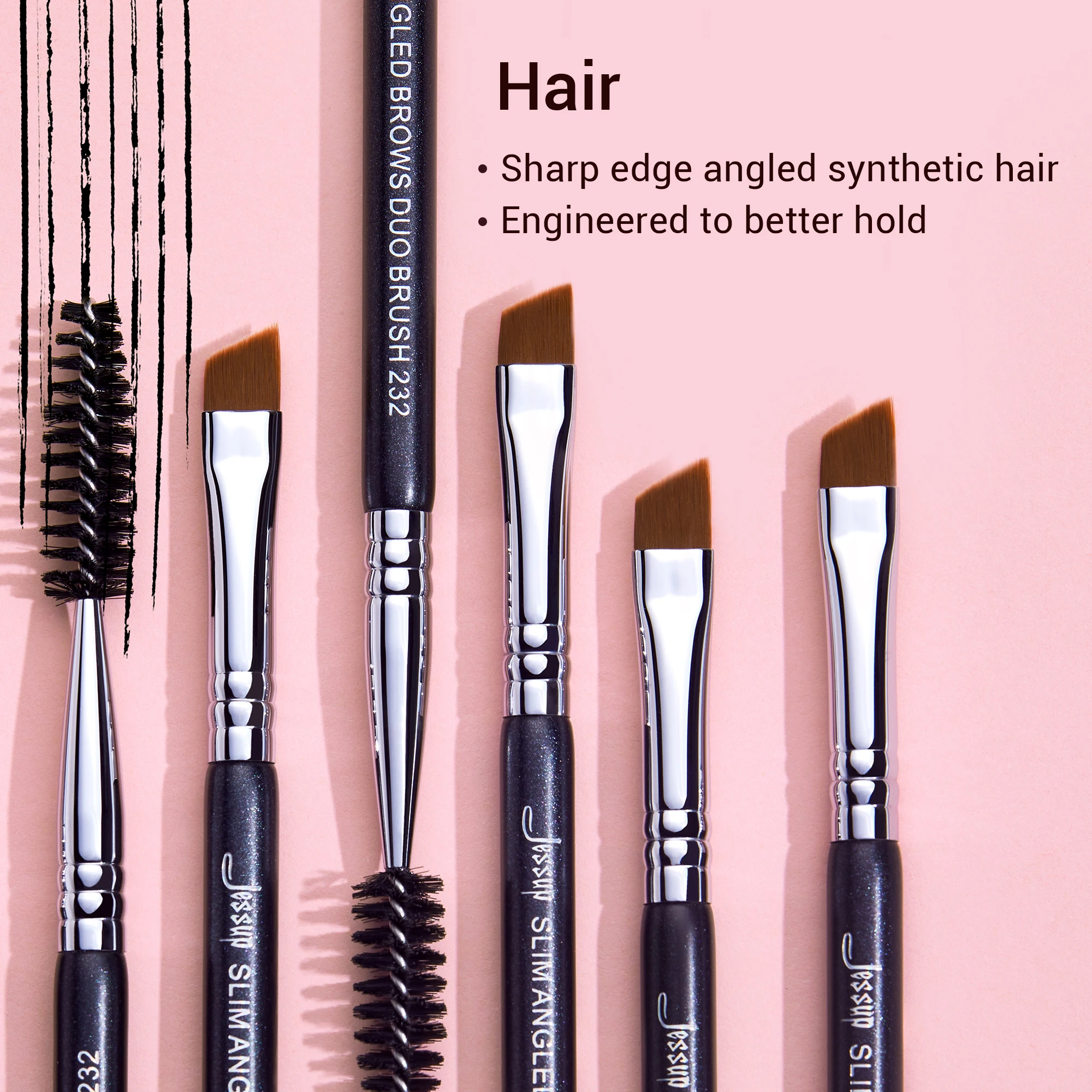 Jessup Eyebrow Makeup Brush Dual-head Eyebrow Eyelash Brushes Eye Make Up Cosmetics Beauty Tools Synthetic Hair Wood Handle 2
