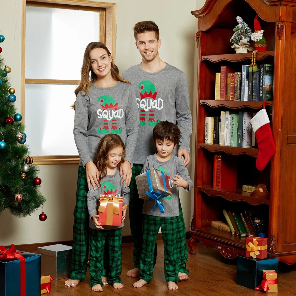 

PatPat New Autumn and Winter Christmas Family Matching Squad Top and Plaid Pants Pajamas Sets (Flame Resistant) Family Look Sets
