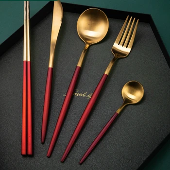 

Portugal Cutlery Set Stainless Steel Tableware Travel Utensils Spoons And Forks Kitchen Couverts De Table Home Decoration BD50CJ