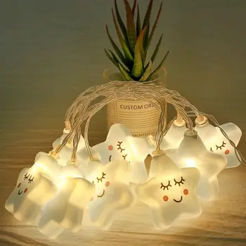 

10 LED Smiley Stars Decorative String Lights Cute Night Lamp Kid's Room D0AB