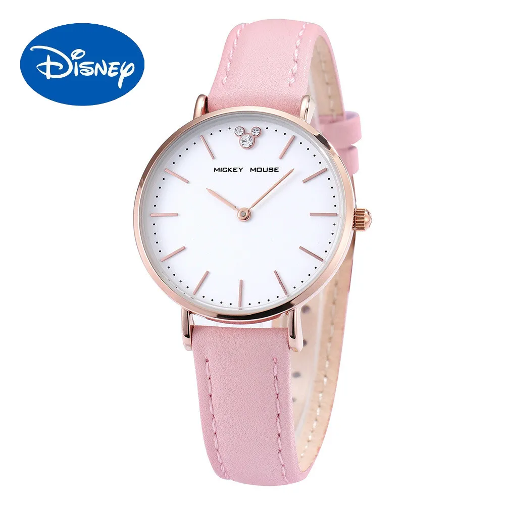 

Original Disney Simple Watch Mickey Fashion Trend Quartz Watch Middle School Student Female Belt Rhinestone Children's Watch