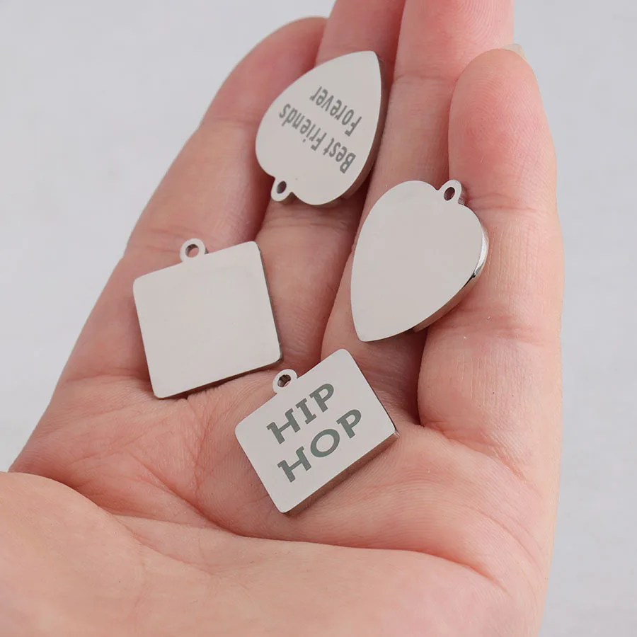 

5pcs/lot 2019 DIY Stainless steel with words polymorph Pendant Connector Charm Findings Jewelry Accessories for Hand Making