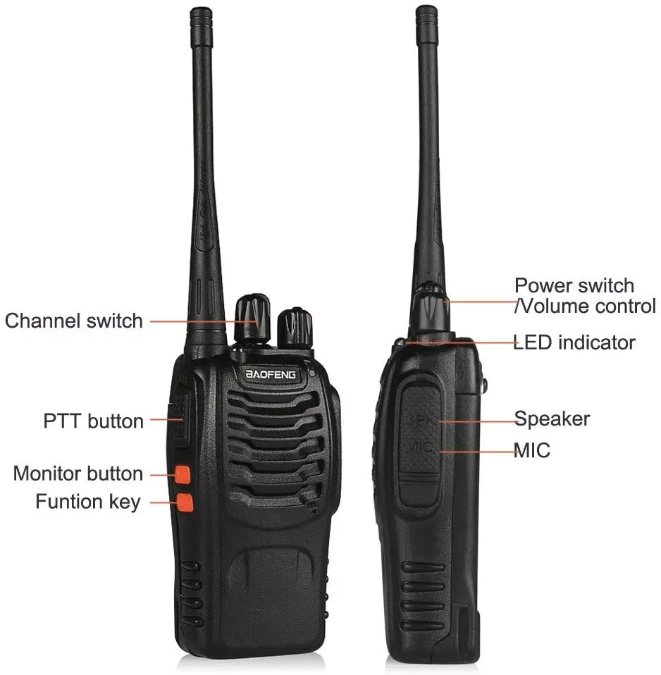 BAOFENG BF 888s Walkie Talkies UHF Rechargeable 5W Handheld 400 470MHz 16CH Two Way CB Radio 2