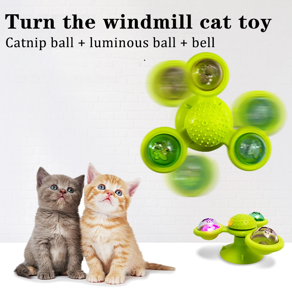 Moinho de vento brinquedos para gatos quebra-cabeça balanço carro