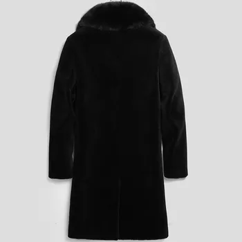 

100% Wool Coat Winter Jacket Men Real Sheep Shearling Long Coats Mens Fox Fur Collar Warm Jackets 5xl LSY070072 MY1612