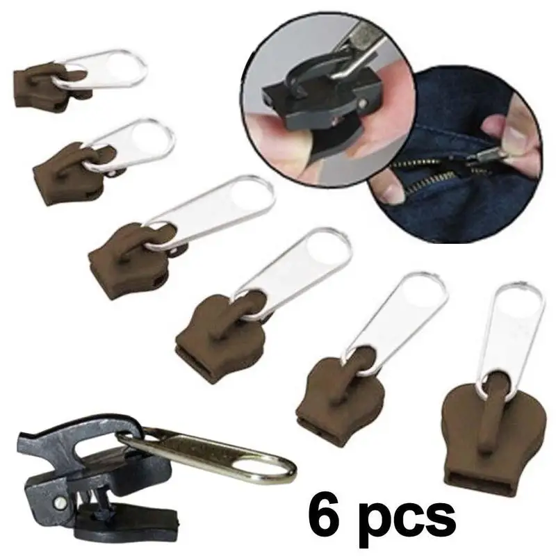 6pcs Universal Instant Fix Zipper Repair Kit Replacement Zip Slider