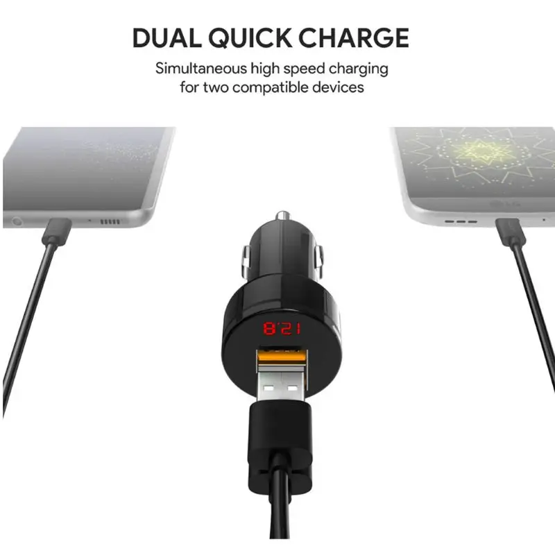 12V/24V двойной порт 3.1A USB Автомобильное зарядное устройство зажигалка цифровой