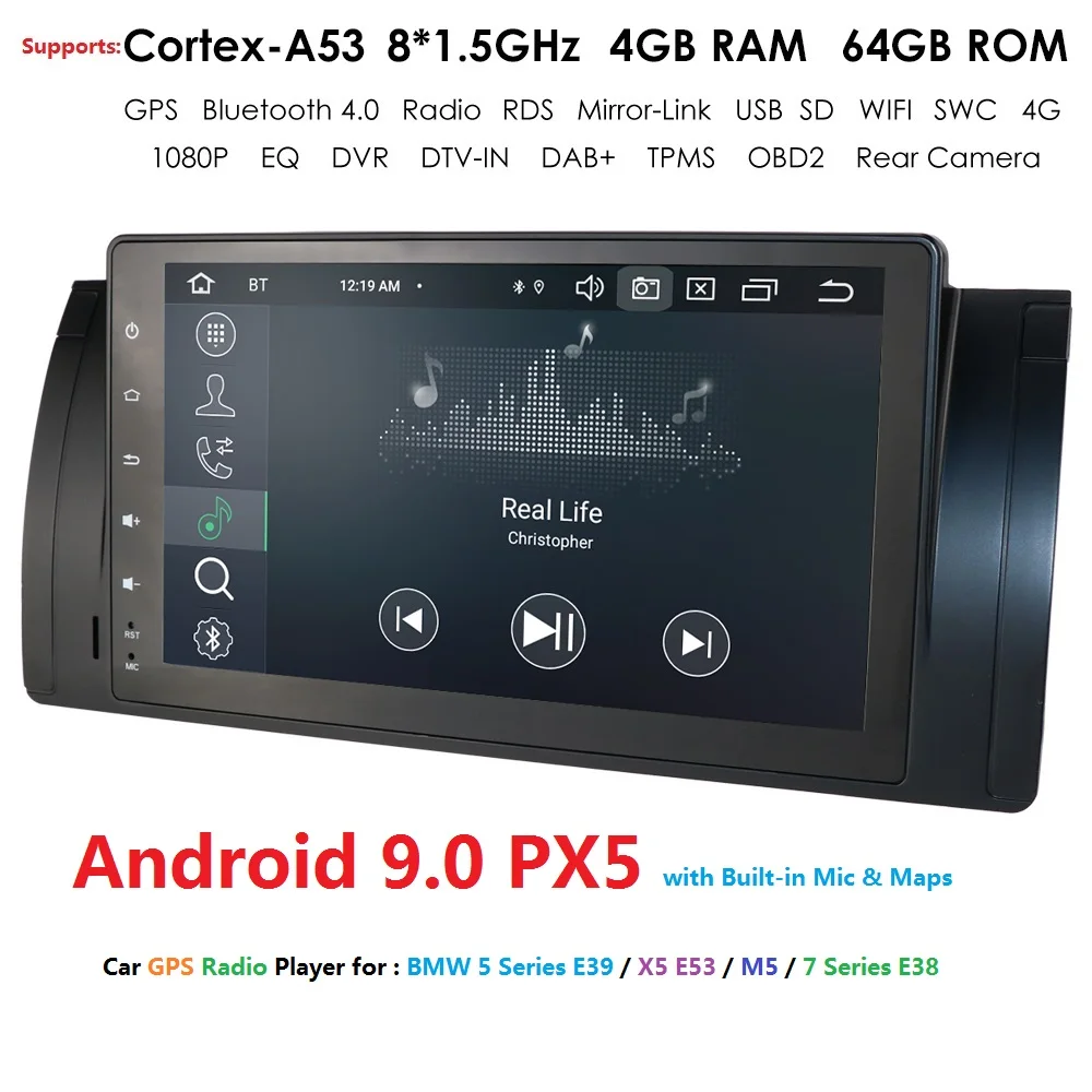 4 + 64/2 16 9'񟝰x600 сенсорный экран 1din Android 9 0 Автомобильный мультимедийный Радио