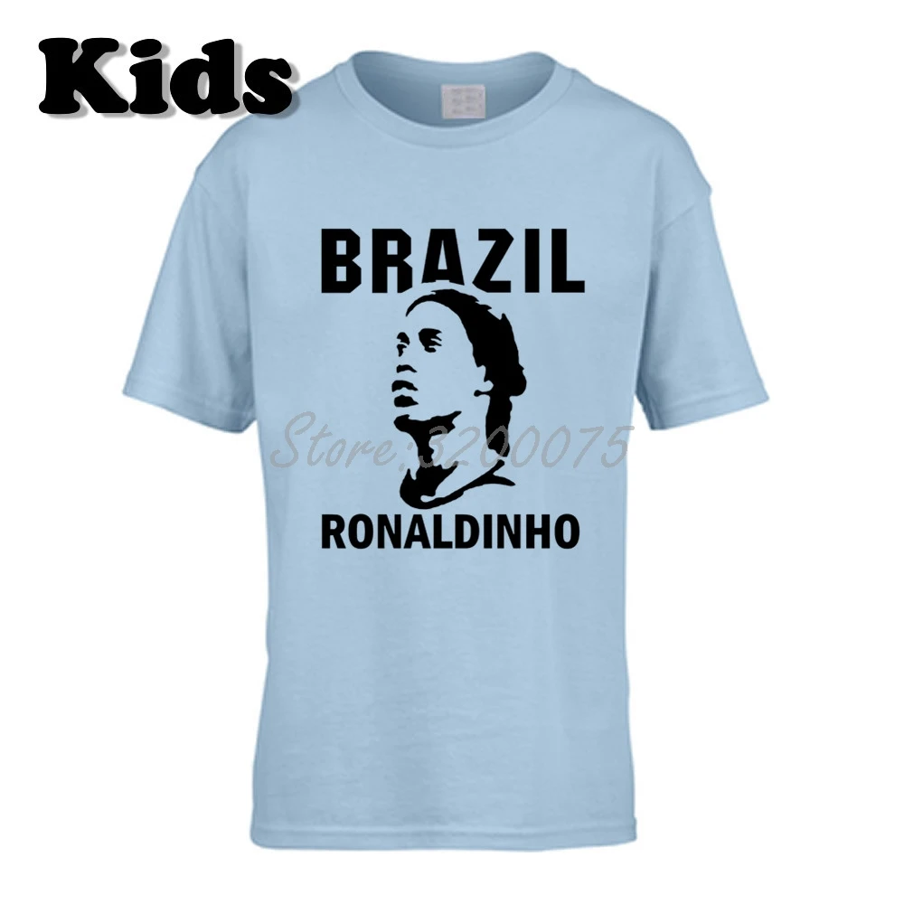 Детская футболка Ronaldo De Assis Moreira Ronaldinho 10, Бразильская Легенда Футболка с круглым вырезом для мальчиков и девочек W19032911 - Цвет: 21