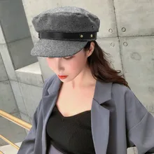 Зимняя винтажная женская зимняя однотонная шапка газетный берет темно-синяя шапка осень зима новые простые береты для отдыха для женщин