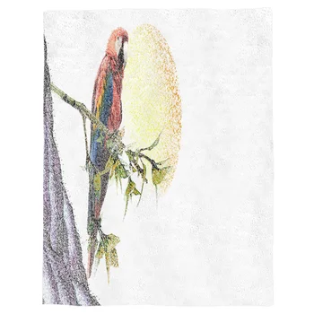 

Point Painting Parrot Printed Flannel Blanket Soft Throw Blanket Machine Washable Blankets for Beds Customizable