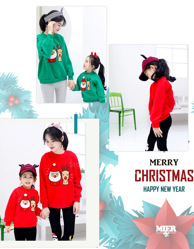 Коллекция года; одежда для всей семьи; Новогодние рождественские свитера; 18 цветов; Рождественская Пижама с Санта-Клаусом и оленем для девочек; свитшот для взрослых и детей; Одинаковая одежда