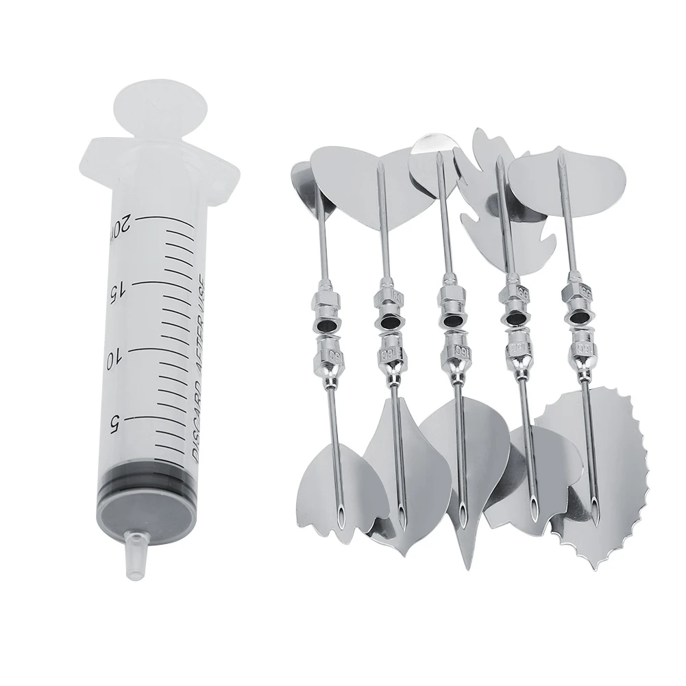 11Pcs/set 3D Gelatin Jellys Art Pudding Flower Decoration Mold Needle Tools Stainless Steel Nozzle Syringe Cake Decorating |