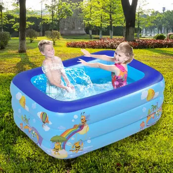 

130cm Inflatable Pool Children Bathing Tub Baby Home Use Paddling Pool Inflatable Square Swimming Pool