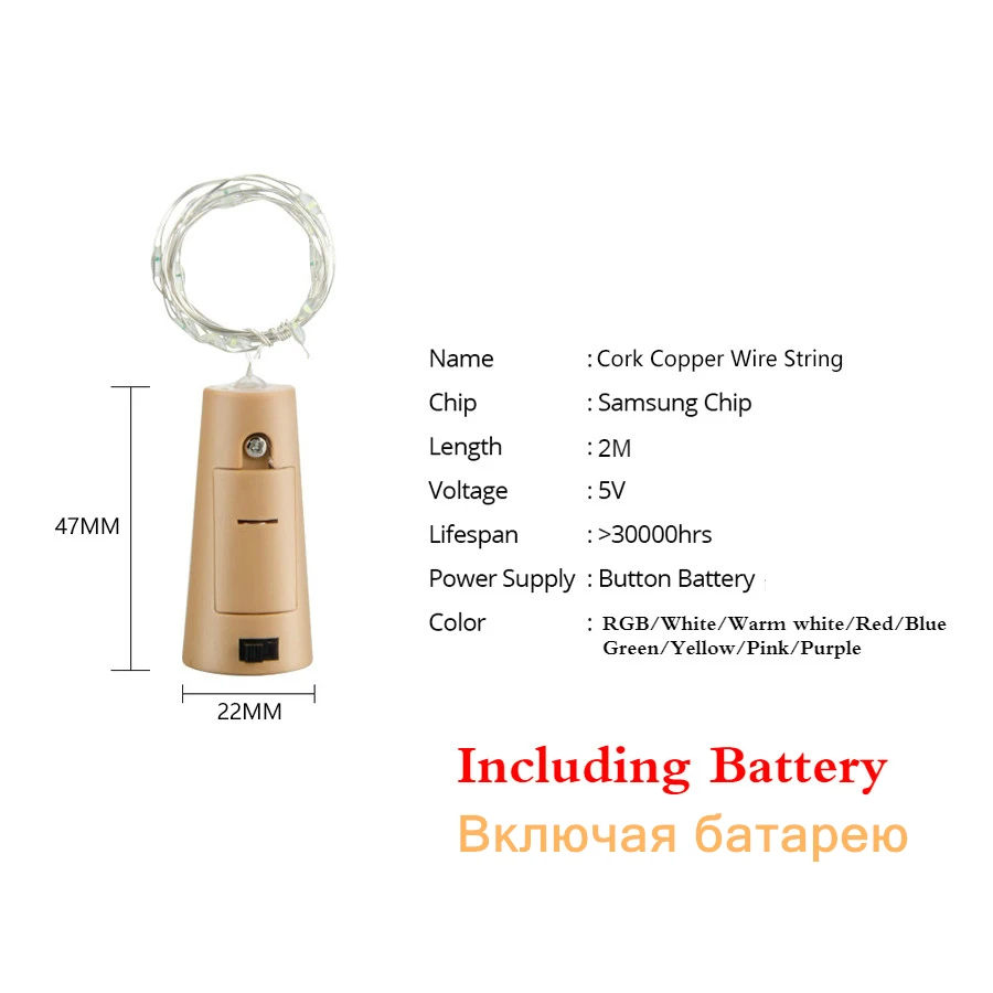 Wine Bottle Lights with Cork Copper Wire Battery Powered led Garland Colorful Fairy Lights String for Party Wedding Decoration