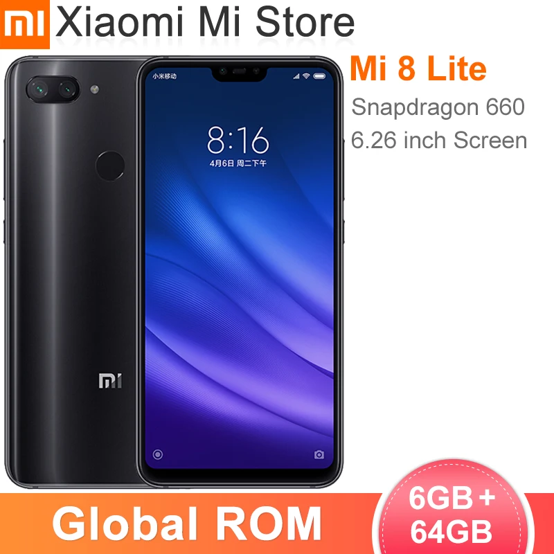 Xiaomi Mi 8 Lite смартфон с процессором Snapdragon 660 ОЗУ 6 ГБ ПЗУ 64 24 МП 26 дюйма|Смартфоны| |