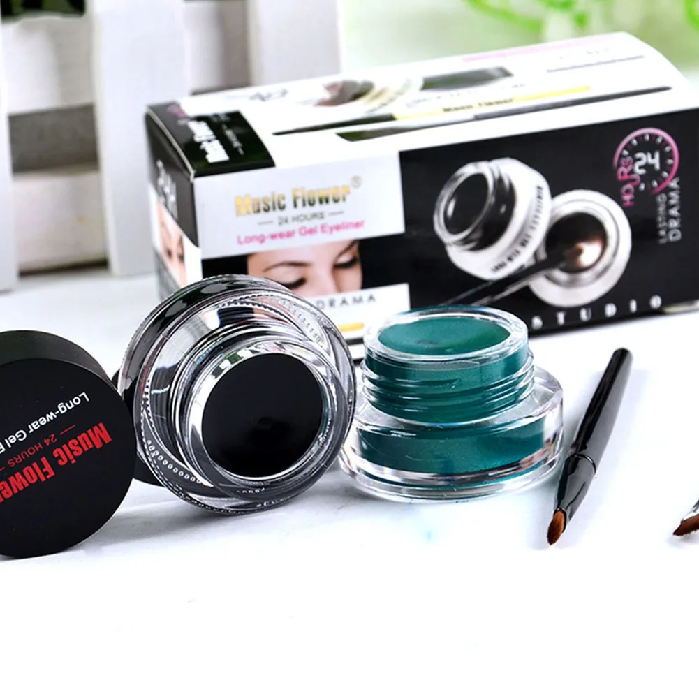 2 шт инструмент набор для бровей Макияж глаз стойкая, быстро сохнут, принимаем заказы крем косметика Водонепроницаемый двухцветная Для женщин подводка-гель для глаз для Music Flower