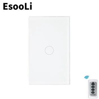 

EsooLi Remote Touch Switch US/AU Standard Smart Home for LED Bulb Wall Touch Switch 1/2/3 Gang 1 Way Crystal Glass