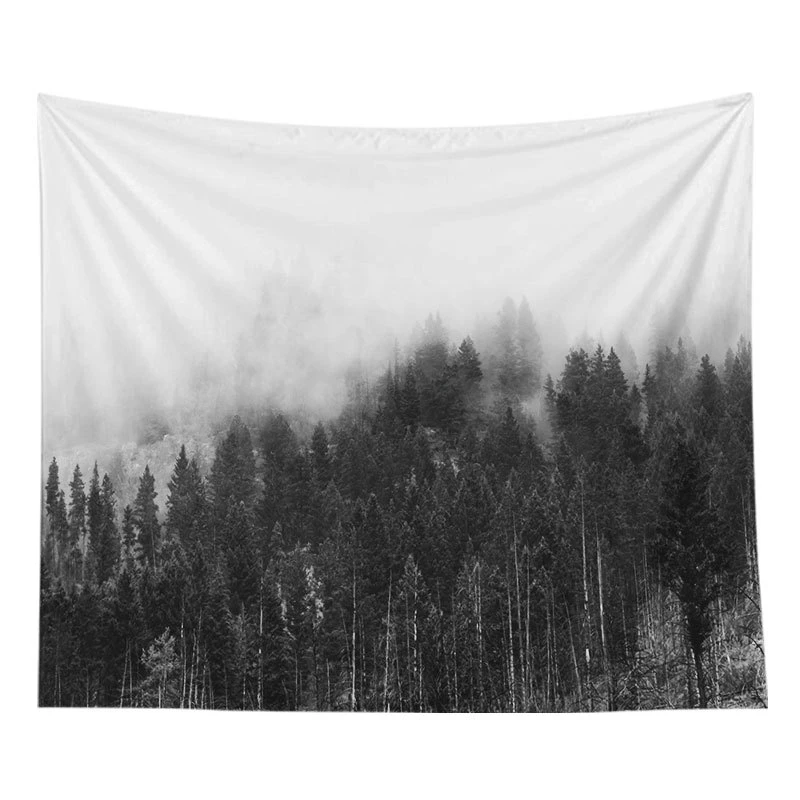 

Black white Style Forest Landscape Tapestry Wall Hanging Aesthetic Tapestries Beach Towel Shawl Throw Sheet Home Room Decor