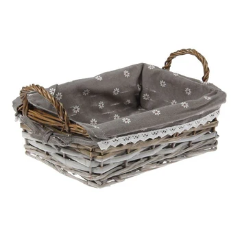 

Wicker storage basket "Daisies", gray