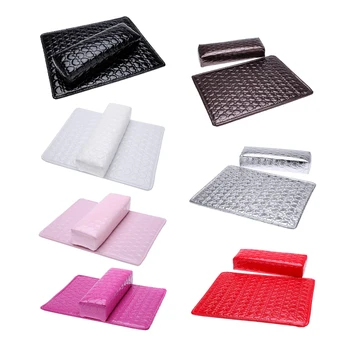 

Soft Hand Cushion Pillow And Pad Rest Nail Art Arm Rest Holder Manicure Nail Art Accessories PU Leather Silver