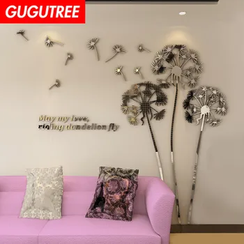 

Decorate Home 3D dandelion art wall mirror sticker decoration Decals mural painting Removable Decor Wallpaper LF-1305