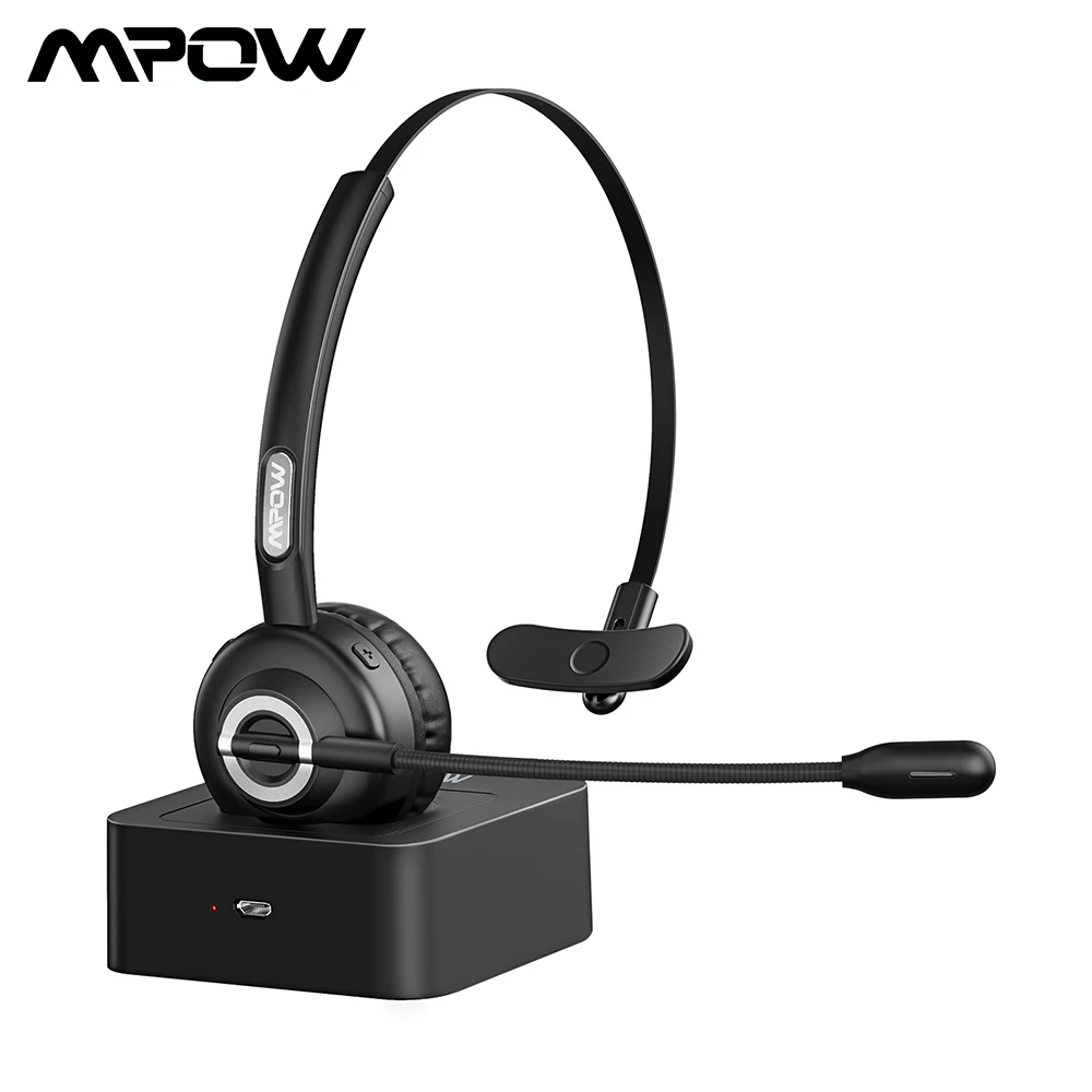 Mpow TH1 Bluetooth гарнитура Беспроводные наушники с шумоподавлением Микрофон Mute Fucntion зарядная док-станция для водителя грузовика колл-центр