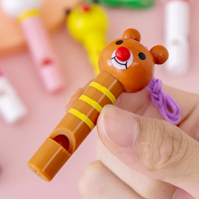 5Pcs Children Wooden Cute Cartoon Animal Small Whistle Baby Early Learning Education Toys Musical Instrument Woodiness Kids Gift 5